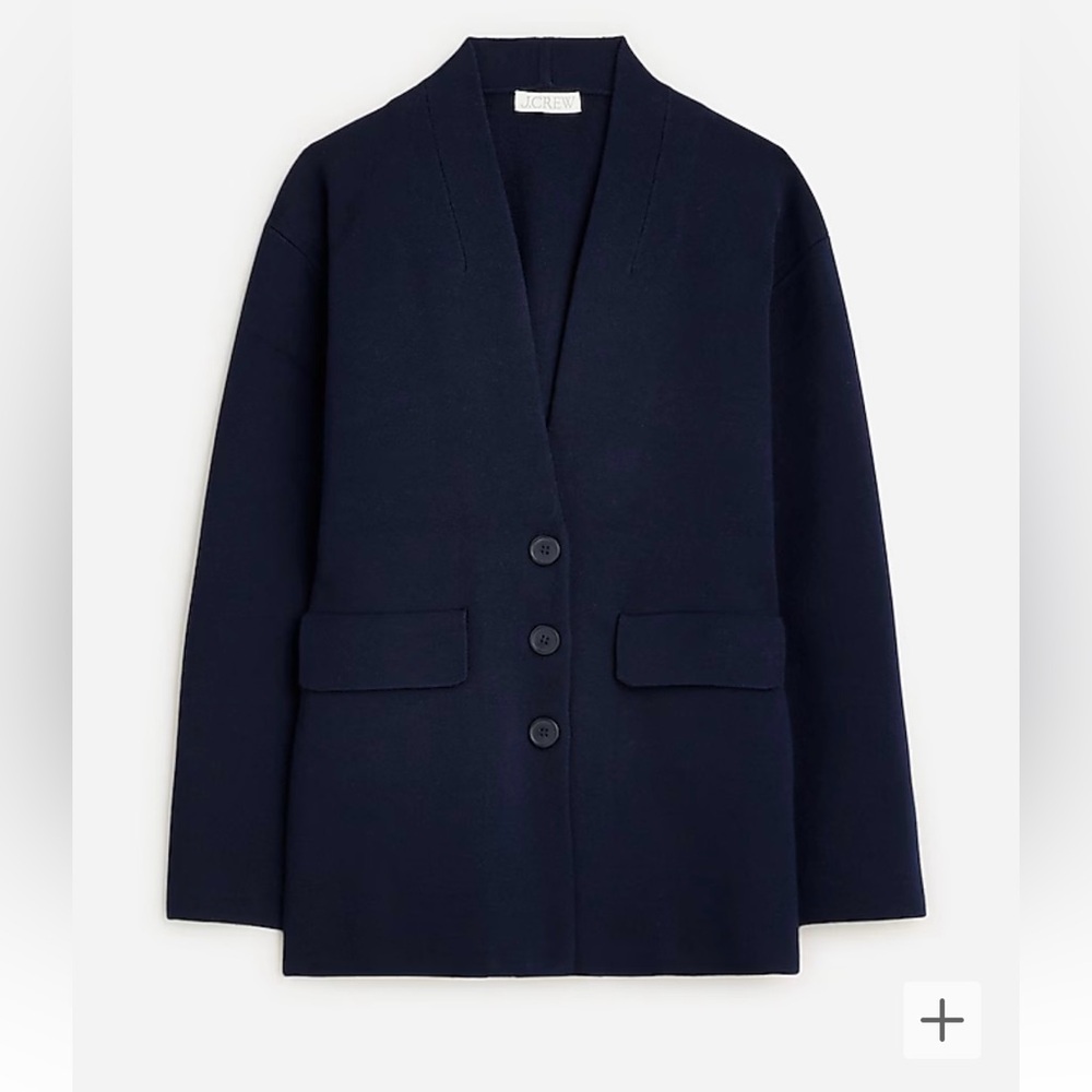 NWT J. Crew Fitted Waist Sweater Blazer - Women's M, Navy